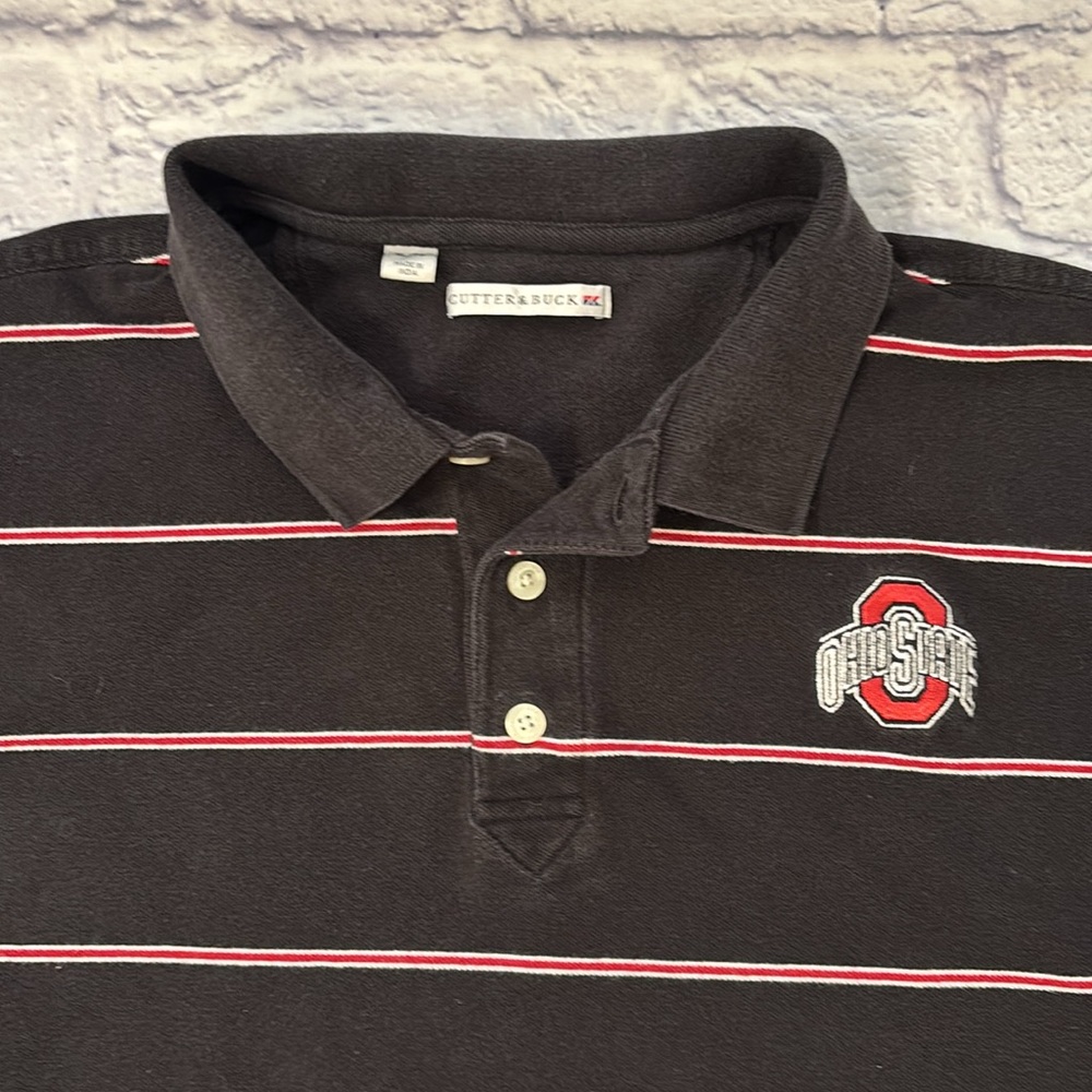 Ohio State Polo Shirt Black with Red and White Stripes Size Men’s XL